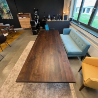 ASCO - Esstisch Lamello Nussbaum Rustikal Dunkel Geölt Fuß Wangen Schwarz Pulverbeschichtet - 5