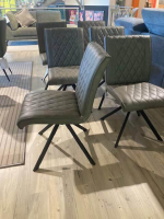 Natura - 6er Set Stuhl Cambridge Leder Rebound 401 RBND Taupe Grau Gestell Metall Schwarz Pulverbeschichtet - 5