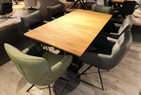 MCA - Essgruppe Paritta Limone 2 Stühle Leder Anthrazit Und Olive Grün Tisch Balkeneiche Massiv Gestell Metall Schwarz - 8