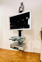 Bacher - TV-Regal Mattes Metall Und Glas Mit Schwenkbarem TV- Und Hifi-Rack - 2