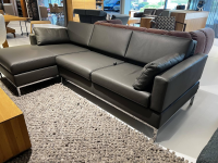 Brühl - Ecksofa Tomo Compact Leder Unit 5423 93 Grau Metalluntergestell Verchromt Glänzend - 3