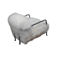 Baxter - Sessel Bruxelles Stoff Fell Mongolia Weiß Gestell Metallrohr Anthrazit - 2