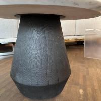 ASCO - Side table Ivy Natural stone top White Polished Solid wood cone Brand oak Black Oiled - 4