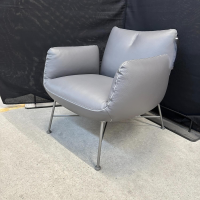 COR - Clubsessel Jalis 26188 Leder 248 Asche Grau Nahtband 5091 Mittelgrau Grau Drahtgestell F02 Feinstruktur Platin - 3