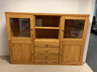 Kaiserleisten - Highboard Verona Kernbuche Massiv Natur Geölt Metallgriffe mit 2 Glastüren - 4