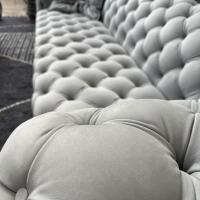 Baxter - Sofa Chester Moon Leder A Kashmir Ciment Grau Füße Buche Gefärbt Wenge Inklusive Kissen Slim - 8