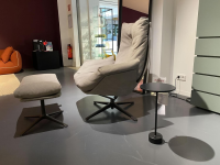 COR - Relaxsessel Cordia Lounge Leder 694 Grau 4-Fuß-Gestell Schwarzbraun mit Hocker - 3