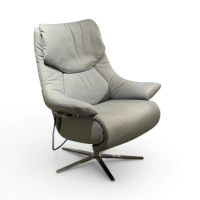 himolla - Sessel Himolla 7633 Malu Leder Longlife Rustika Sky Hellgrau Sternfuß Metall Edelstahl - 3