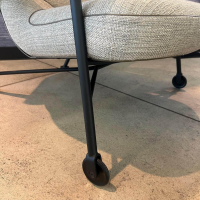 Walter Knoll - Sessel Shinzo Stoff Lucia 7695 Nutmeg Grau Braun Rücken Leder Saddle Khaki Braun Gestell Bronze Pulverbeschichtet Mit Hocker - 5