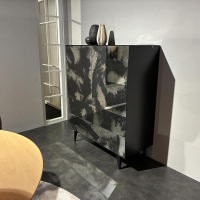 Piure - Highboard Nex Glamour Front Lack Ml02 Luna Silber Schwarz Korpus Und Gestell Mattlack P43 Coal Schwarz - 8