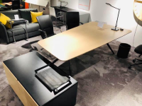 Renz - Schreibtisch Star Eiche Hell Lack Schwarz Untergestell Schwarz Mit Separatem Container - 4