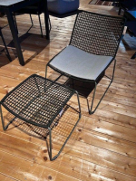 Weishäupl - Stuhl Slope Gestell Perlgrün Korpelgeflecht Moos mit Hocker - 2