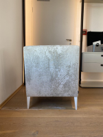 Ligne Roset - Sessel Voltige Stoff Weiß Grau Gemustert Füße Metall Weiß Lackiert - 3