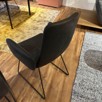 KFF - 6er Set Stuhl Leder Rawhide Black 356 Schwarz Grau Gestell Struktur Anthrazit M23 - 4