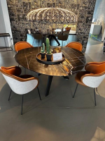 Freifrau - 4er Set Stuhl Ona Sitz Leder Opium Whisky 80024 Braun Rücken Stoff Smart Dune Beige Grau Stahlgestell Tiefschwarz Schwarz - 3