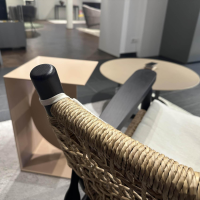 Flexform - Stuhl Tessa Sitz Geflecht Eschenholz Braun Gebeizt Kissen Weiß Gestell Schwarz - 6