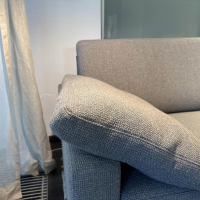 COR - Sofa Conseta Stoff 8192 Greige Grau Metallkufe Verchromt Inkl. Hocker - 7