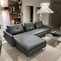 Artanova - Ecksofa Dyo Leder L3162G Silky Grau Fuß Aluminium Matt Gebürstet Mit Wendekissen - 10