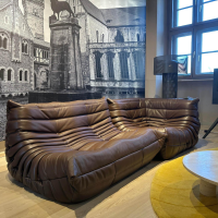 Ligne Roset - Ecksofa Togo Leder Kyoto Chataigne Braun - 6