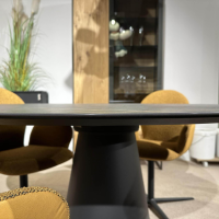 Venjakob - Essgruppe Ancona Und Bari Platte Dekton Laurent Schwarz Sitz Stoff WE A Genua Curry Und Leder Gavin Kurkuma Gelb Gestell Anthrazit - 11