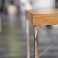 Rolf Benz - Stehtisch Nussbaum Furniert Gestell Stahl Hochglanz Verchromt - 7