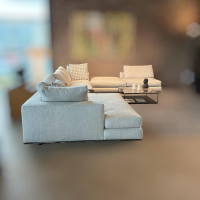 Minotti - Wohnlandschaft Hamilton Stoff 10 Ghiaccio Beige Metallsockel Untergestell Massivholz - 8