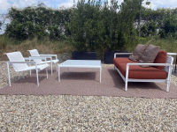 Knoll International - Gartensitzgruppe Schulz Kollektion Stoff Oasys Rust Braun Rot Gestell Und Rahmen Struktur Weiß Inklusive Kissen - 9