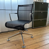 Alias - Konferenzstuhl Meetingframe Polyesternetzgewebe Schwarz Drehgestell Aluminium Verchromt - 6