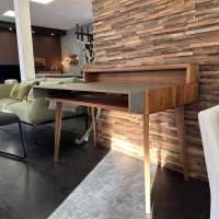 Team 7 - Sekretär Sol Nussbaum Naturöl Leder L1 41757 Mittelgrau Mit Steckdose Und Beleuchtung - 4