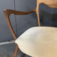 Cecotti - Sessel Hypnos Sitzfläche Stoff Beige Creme Gestell Amerikanischer Nussbaum Massiv - 4