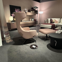 Vitra - Sessel Grand Repos Inkl. Ottoman Niedrig 21075000 Stoff 10 Dumet Zartrosé/Beige Gestell 30 Basic Dark - 2