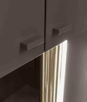 Loddenkemper - Wohnwand Linee Living LS24 Galano Lack Terrabraun Braun Grau Absetzung Eiche Wellenoptik Mit Beleuchtung - 19