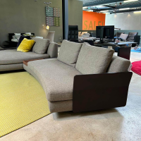 Walter Knoll - Sofagruppe Tama Living 822 Stoff Puro Mineral Grau Braun Kufen Nussbaum Geölt Inklusive Tischplatte Und Kissen - 4