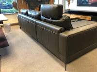 DFM - Ecksofa Beluga Leder WM Anthrazit Metallfüße Schwarz mit Kopfstütze - 4