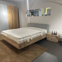 Team 7 - Bett Nox Wildeiche Weißöl Kopfteil Leder 71667 Hellgrau Inklusive Nachkästchen Und Matratzen - 4