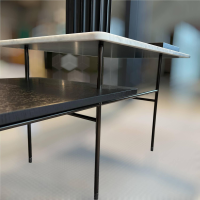 Minotti - Beistelltisch Lelong mit 2 Tischplatten, Platte Marmor Und Eschefurnier, Gestell Metall Pulverbeschichtet Black Coffee Schwarz - 4