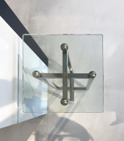 Ghyczy - Beistelltisch Platte Klarglas Gestell Metall Poliert - 4