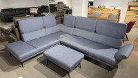 Gruber - Ecksofa Caruba Stoff Elsass Blau Gestell Aluminium Füße  Pulverbeschichtet Aluminium Schwarz Mit Manuellen Verstellungen Inklusive Hocker - 7