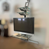 Bacher - Hifi TV Regal Dendera 2009 K15 Kristallglas Mit Metall Silber Drehbar Und Elektrisch Verstellbar - 5