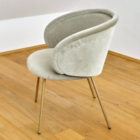 Freifrau - Armlehnstuhl Ona Bezug Stoff Velour Kvadrat Harald 3 143 Goldbeige Beige Stahlgestell Ona Messing ME021 - 7