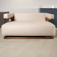 Tecta - Sofa F51 2 Stoff Doma Beige Grau Gestell Nussbaum Massiv - 10