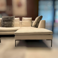 B&B Italia - Ecksofa Charles Stoff Salemi Beige Füße Aluminiumguss Schwarz Verchromt inkl. Dekokissen - 3