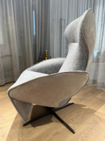 Jori - Relaxsessel Daydreamer Außenseite Leder Nubuck Cream Innen Stoff Grau - 5