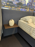 Schramm - Boxspringbett Basis 25B Stoff Nils 450 Denim Mit Keder Grau Kopfteil Paio Leder Provence Schoko Braun Füße Buche Mit Matratze - 4