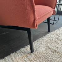 Ligne Roset - Sessel Toa Stoff Coda Saumon 632 Rosa Orange Füße Esche Schwarz Gebeizt - 4