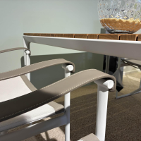 B&B Italia - Outdoor Essgruppe Mirto Teakholz Gebürstet Stoff Sige Weiß Natur Gestell Weiß Lackiert - 8