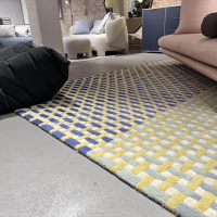 Ligne Roset - Teppich 207x297 Entrelacs Wolle Blau Gelb Creme Handgetuftet - 4