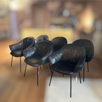 Freifrau - 6er Set Armlehnstühle Marie Leder Adora Ebony 95001 Schwarz Gestell 4-Fuß Stahlgestell Schwarzchrom ME400 - 7