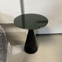 IP Design - Beistelltisch Roxy Fuß Holz Lackiert Tiefschwarz RAL 9005 Platte Glas Lackiert Flaschengrün - 6