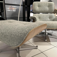 Vitra - Loungesessel Eames Stoff Nubia Elfenbein Forest Beige Schale Nussbaum Schwarz Pigmentiert Gestell Aluminium Poliert Inklusive Hocker - 4